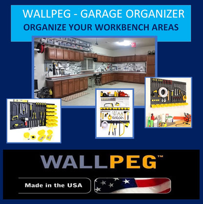 WallPeg 10 Each 7" Pegboard Bins Kit - Large Pegboard Bins for Craft Room Storage & Garage Peg Board Organization - Handy Pegboard Wall Organizer Bins Set -Made in USA-