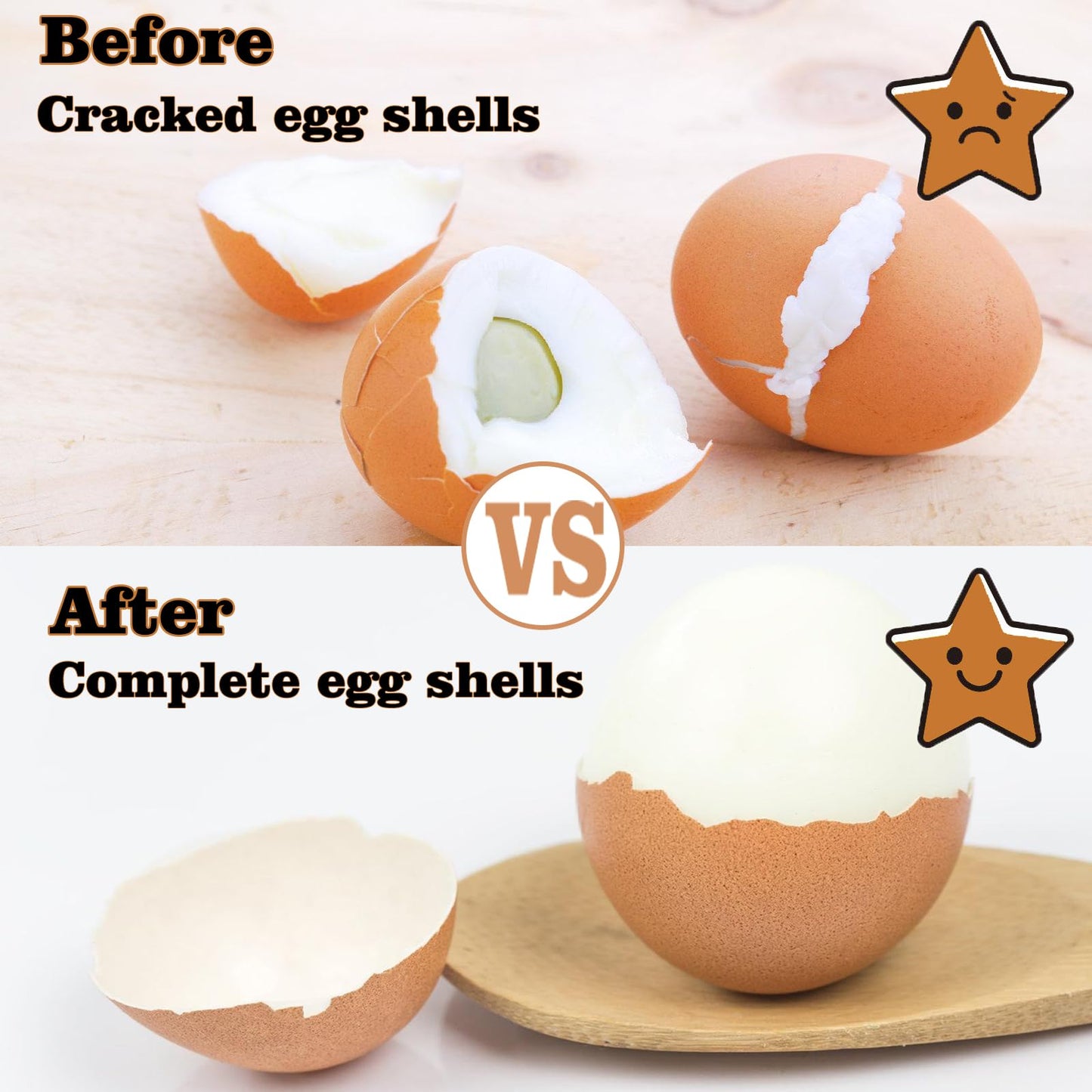 2-in-1 Egg Peeler & Poker - Hard Boiled & Raw Eggs, Safety Lock, Yellow