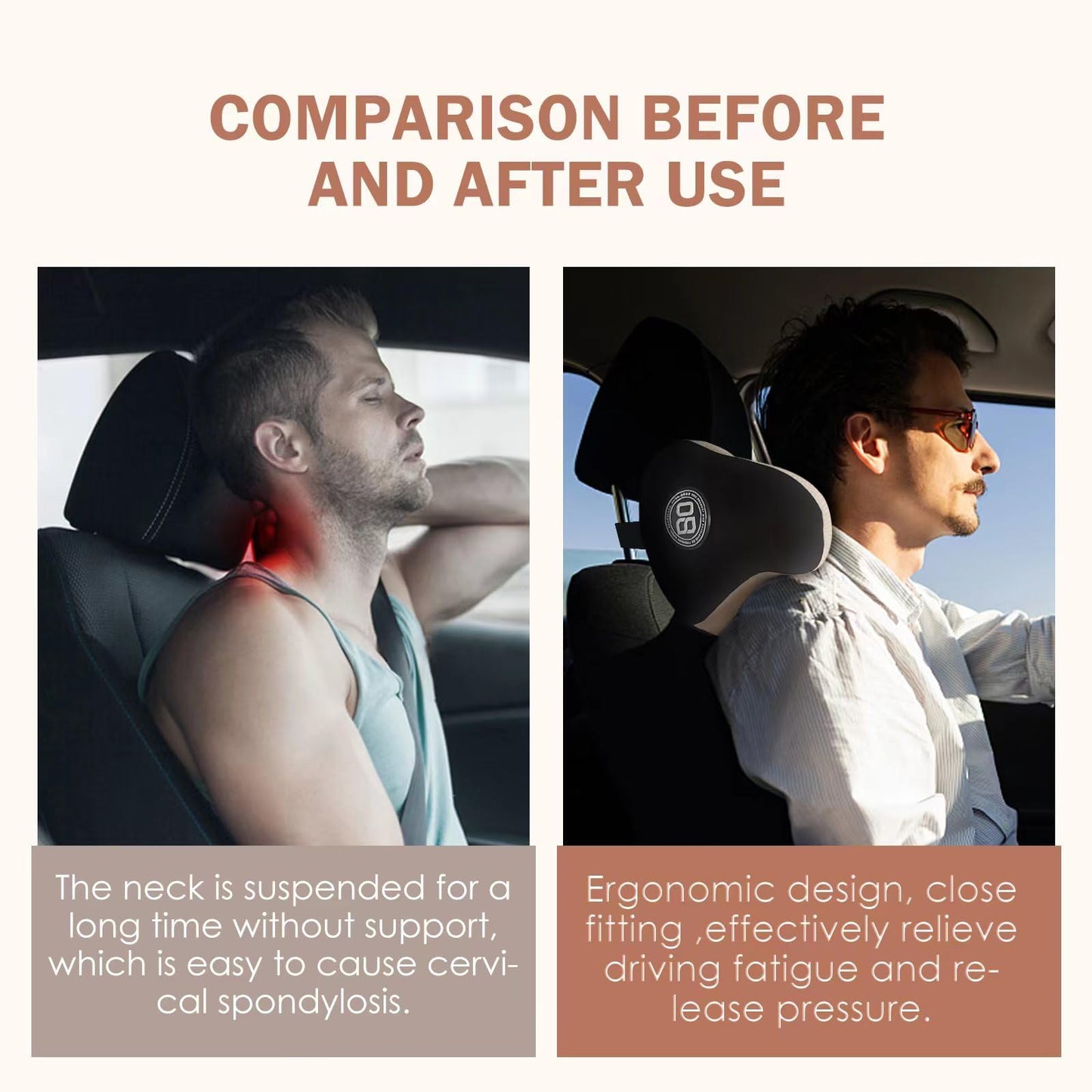 SPRFUFLY Make Relaxing Car Headrest Pillow, Car Pillow for Driving with Adjustable Strap, Breathable Removable Cover & Ergonomic Design - Softness Travel Car Neck Support Pillow(Black, 1PC)
