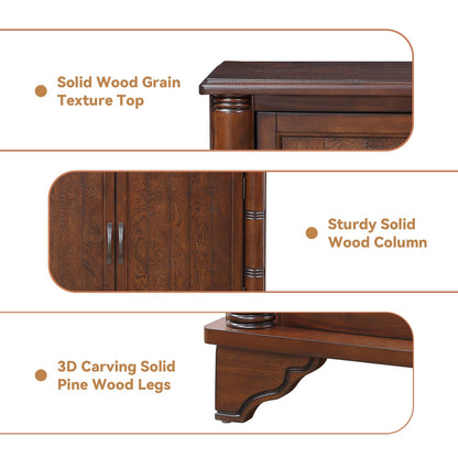 YWUFUART 40" Solid Wood Buffet Storage Cabinet,Vintage Console Table with Adjustable Shelf,Retro Sofa Table with Solid Pine Wood Legs for Living Room,Entryway,Light Espresso