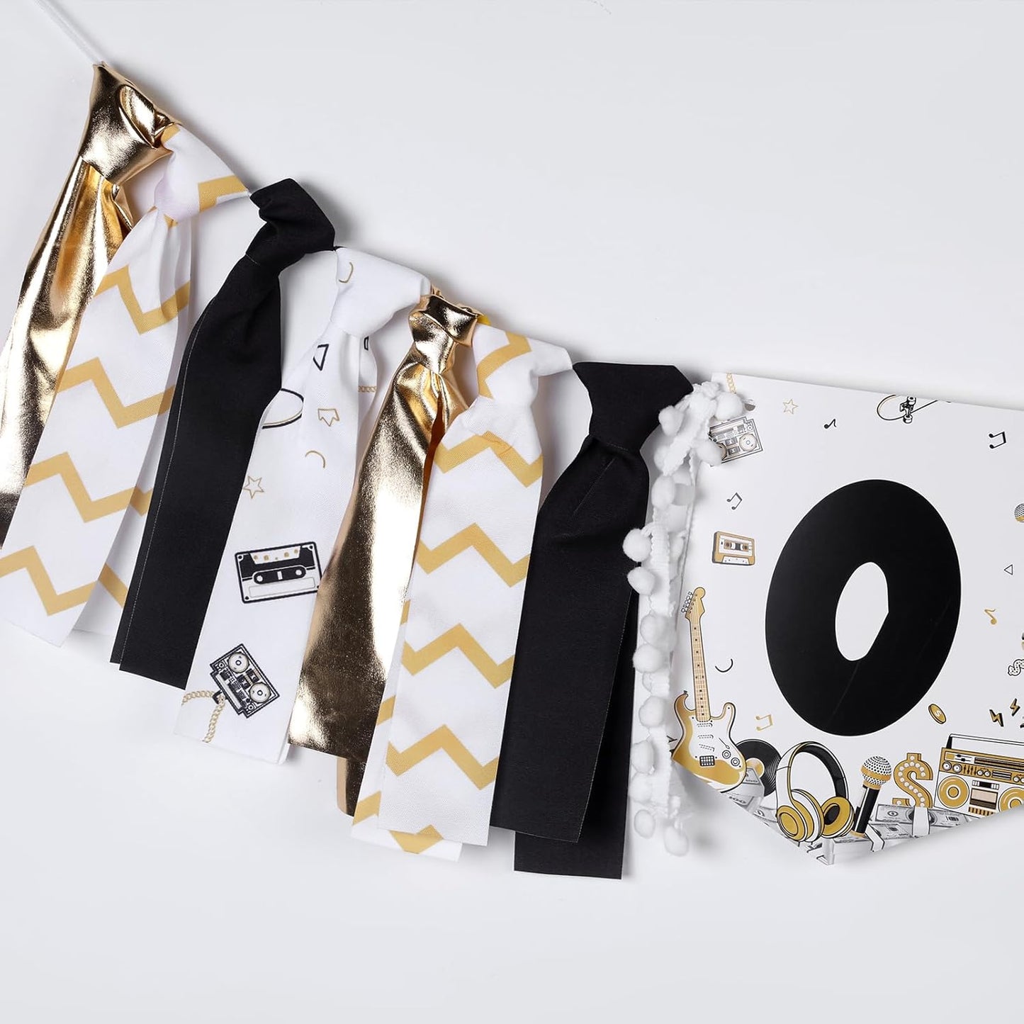 1st Notorious One High Chair Banner for Boys - Black and Gold - Hip Hop Birthday Party Decoration