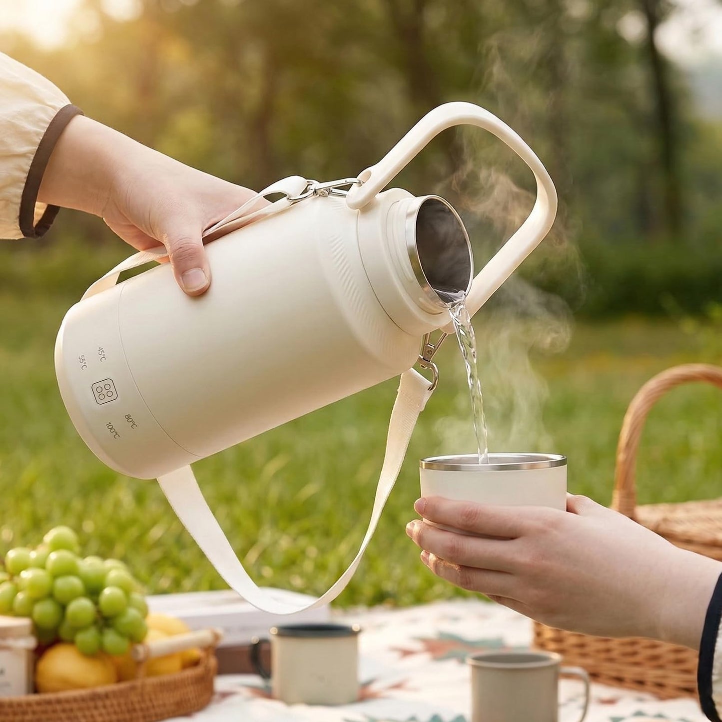 MEGAWISE Portable Electric Kettle 1L, Rapid Boil, Food-Grade 304 Stainless Steel, Auto Shut-Off & Boil-Dry Protection, Compact Hot Water Boiler for Home, Office & Travel
