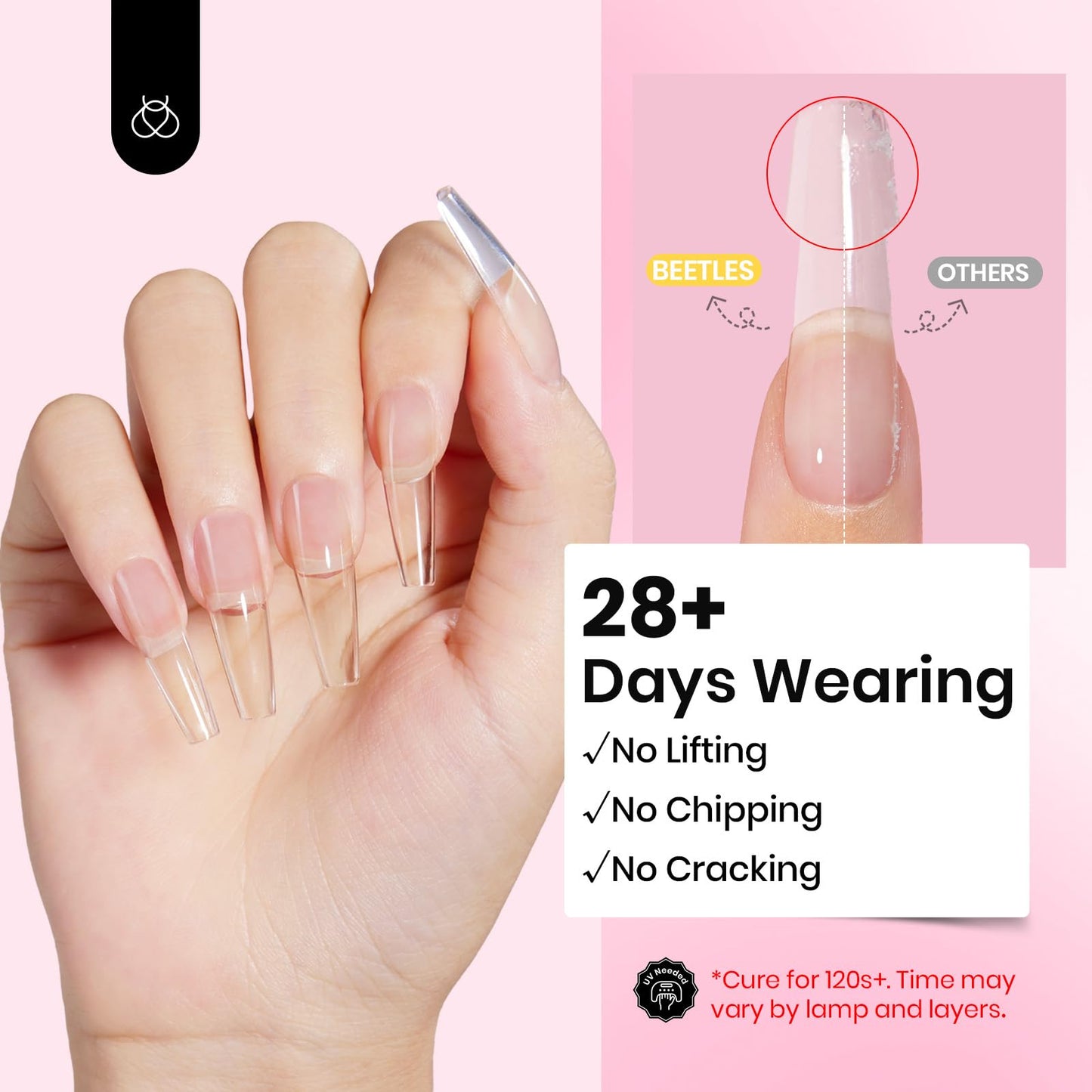 Beetles Builder Gel for Nails-3 Colors 9 in 1 Nail Extension Sculpting Building Clear Nude Pink Hard Gel Kit with Base Top Coat for Pros Women,UV & LED Lamp Cured Needed