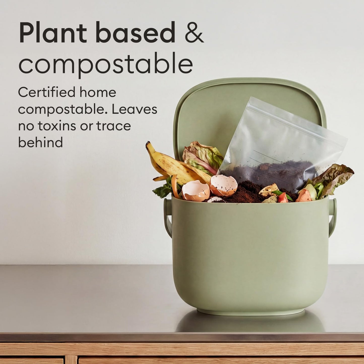 Vove Compostable Snack Bags 50 Ct – PFAS-Free, BPI Certified, Freezer Safe with Airtight Seal for Snacks & School Lunches, Plant-Based