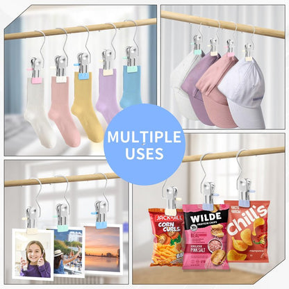 Senbowe 30 Pack Heavy Duty Clothes Pins, Boot Hangers for Closet, Laundry Hook Hanging Clips Clamps for Closet Organizer Pants Hats Socks Towels Clips, Clothespins Hanger for Travel Handbag Legging