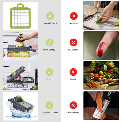 Vegetable Chopper Slicer 13-in-1 with Spice Chopper Set 7 Blades Veggie Dicer Onion Fruit Cutter