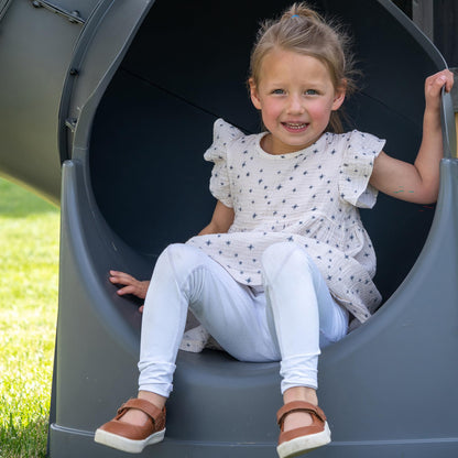 Backyard Discovery Dover Bay Spruce Wood Swing Set with Spiral Tube Slide, Wave Slide, Clubhouse, Rock Wall, Belt Swings, Step Ladder, Toy Telescope, Chalkboard, Outdoor Playset