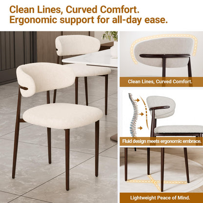 POLE SPACE Morden Dining Chairs Set of 4, Upholstered Fabric Kitchen Side Chairs with Dark Walnut Metal Legs, Indoor Dining Room Chairs for Patio, Dining Room, Backyard Heat Resistant