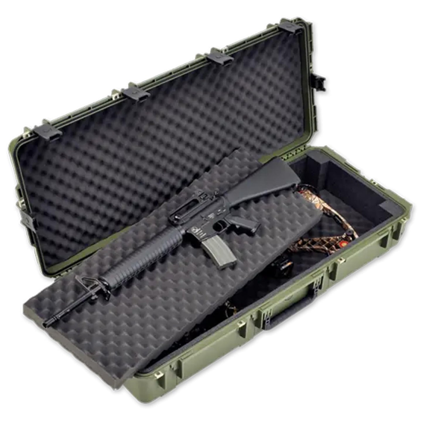 SKB Cases Waterproof Double Bow/Short Case - OD Green, Durable Transport Solution with Inline Wheels, Secure & Protective, 40x16x5.5 Inches