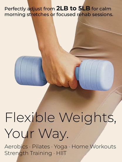 Adjustable Dumbbell Set｜2LB 3LB 4LB 5LB Light Hand Weights for Women｜One-Twist Weight Adjustment｜Non-Slip Curved Grip Handle｜Free Weights for Home Gym, Rehab, Pilates, Yoga, Strength Training