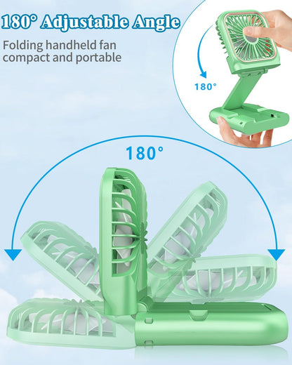 Mini Fan Handheld Foldable Fan, USB Personal Fans Portable Rechargeable Battery Fan 3 Speeds, Cute Face Cooling Fan for