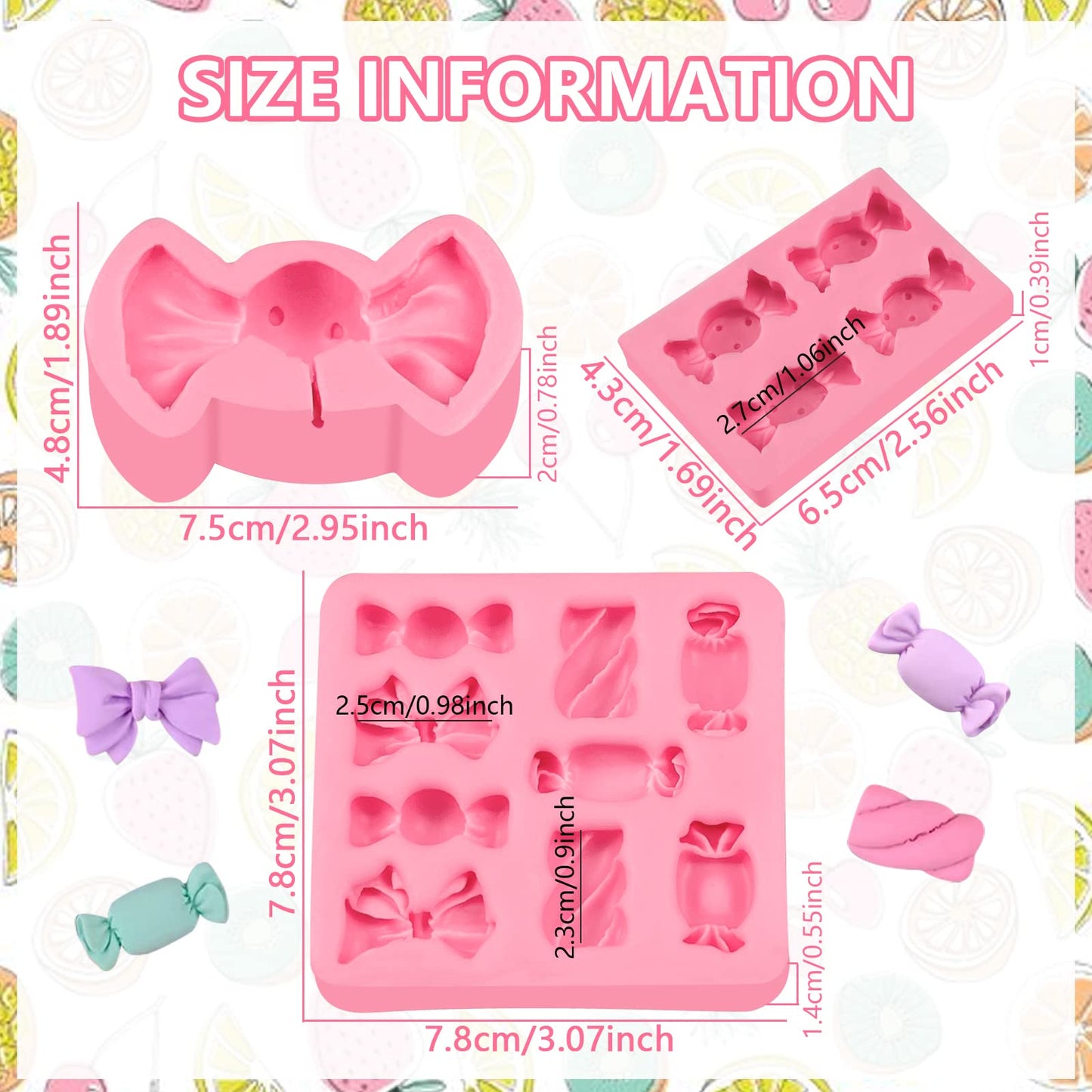 Candy Lollipop Molds 3Pcs, Candy Shape Cake Decorating Silicone Molds for DIY Chocolate Mousse Cookie Butter Gum Cupcake Topper Flower Paste Epoxy Clay Plaster Candle Soap