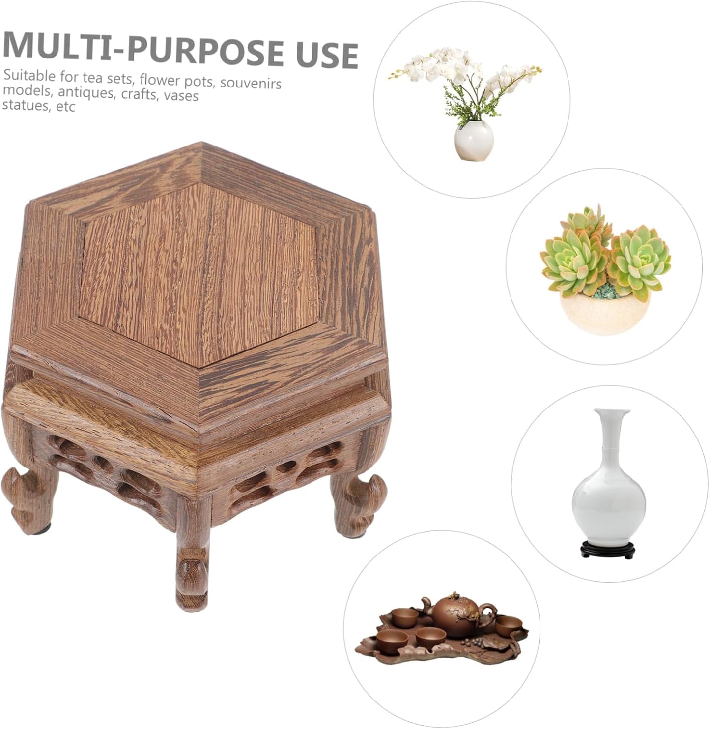 Wooden Flower Pots Display Shelf, Planter Risers, Indoor Desktop Wood Plant Stand, Wooden Base Ornaments