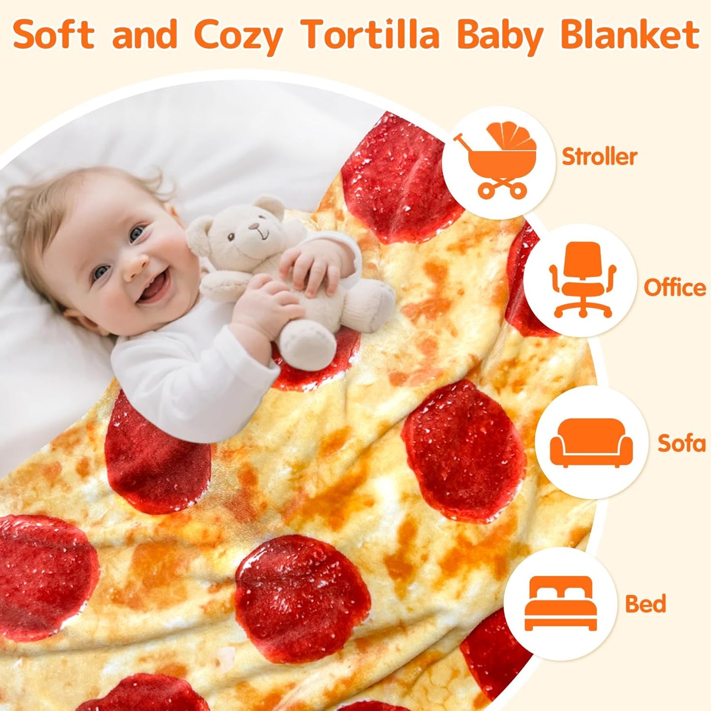 285 36 inches) CASOFU Baby Pizzas Swaddle Blanket, Funny Blankets Gag Gifts for Baby Shower Boy Girl Toddler Newborn