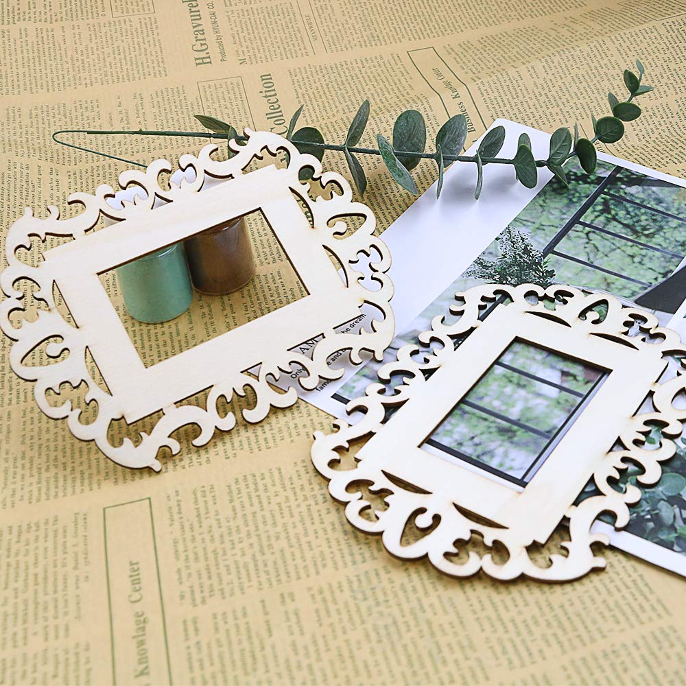 WYKOO 24 Pieces Unfinished Wood Picture Frames, 4.3 x 5.9 Inch Wooden Photo Frame with Jute Rope for Decoration, Crafts, DIY Painting Project, Display and Holds Pictures
