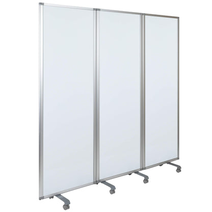 Flash Furniture Raisley 3-Section Mobile Magnetic Whiteboard Partition for Classrooms or Offices, Rolling Dry Erase Board Room Divider, 72"H x 24"W