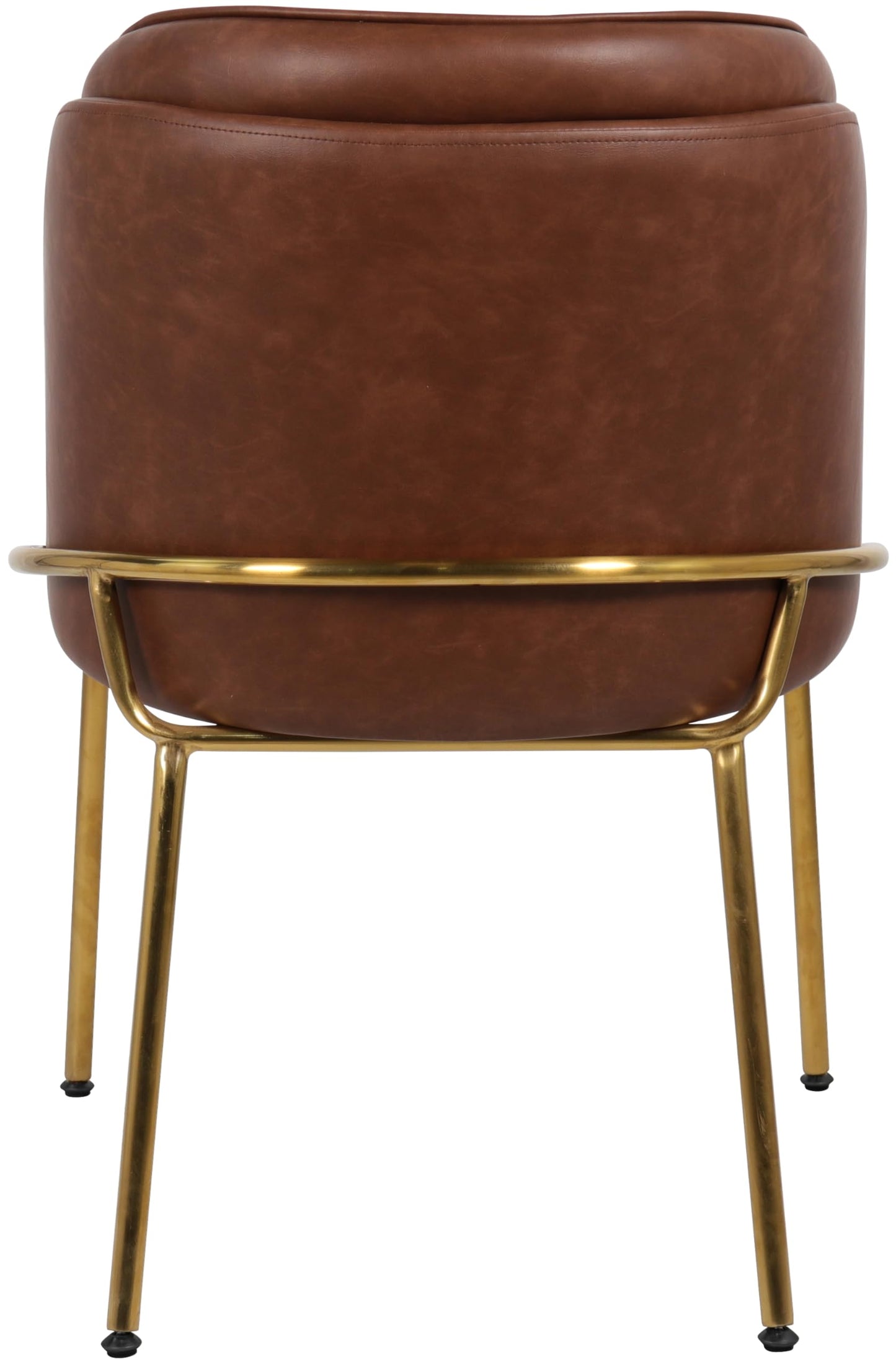 Meridian Furniture 882Brown-C Jagger Collection Modern | Contemporary Dining Chair, Soft Brown Vegan Leather, Brushed Iron Legs, Rounded Double Cushion Back, 22" W x 23" D x 31" H, Brown, Set of 2