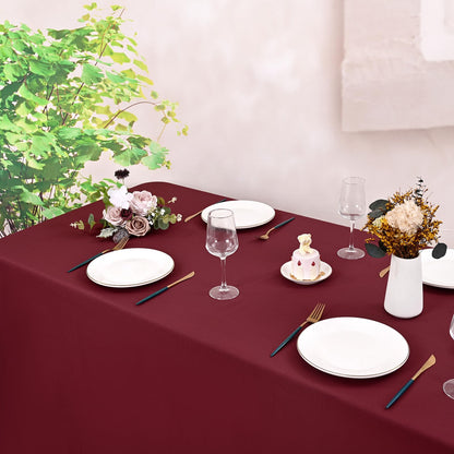 8 Pack Rectangle Tablecloth 90 x 156 inch Burgundy Polyester Table Cloth for 8 Feet Tables,Washable Fabric Stain and Wrinkle Resistant Table Cover Table Clothes for Wedding Parties Banquet Kitchen