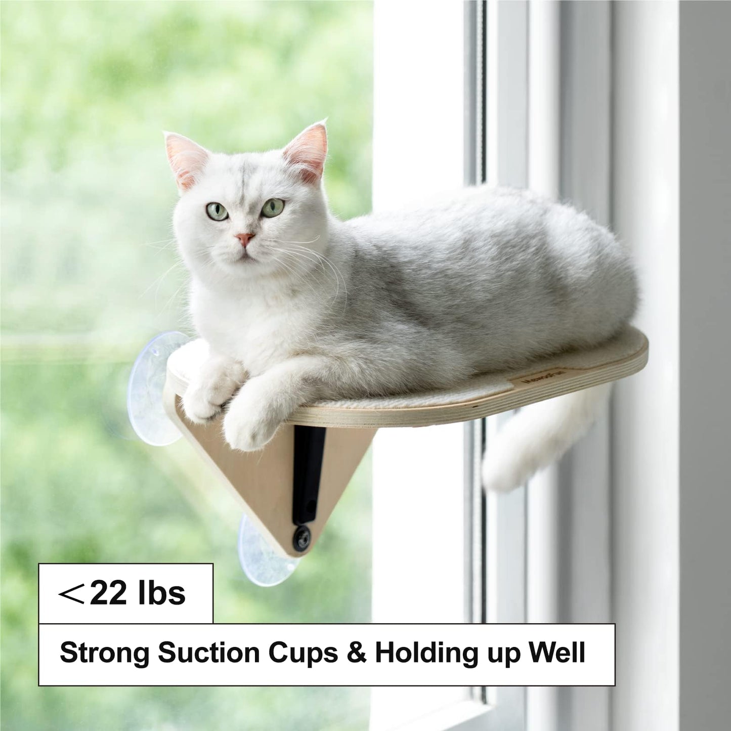 MEWOOFUN Window Perch Hammock with Climbing Steps and Scratching Post - Wooden Window Mounted Cat Bed (3 Pcs Cat Climber Set)