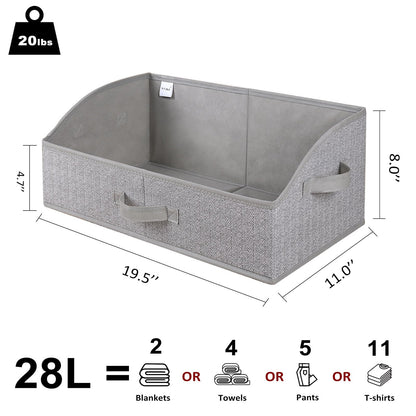 WUIKE Closet Organizers and Storage, Trapezoid Storage Bins, Fabric Closet Bins with Handles, Foldable Storage Baskets for Clothes, Purse, Blanket, Herringbone Gray, Extra Large, 3-Pack