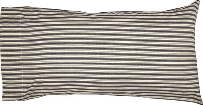 VHC Brands Ashmont Farmhouse Stripe Pillow Case Set of 2, Charcoal Grey and Ivory/Creme, King Size
