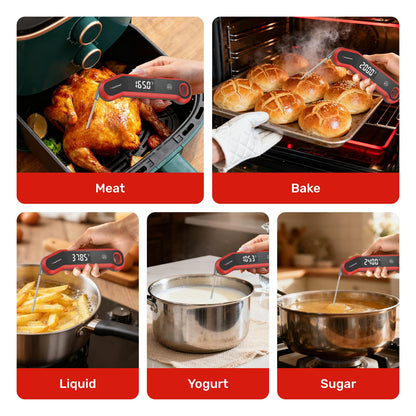 Meatmeet Digital Meat Thermometer - 0.5 Sec Instant Read Meat Thermometer Digital, Kitchen Thermometer Precise ±0.5℉, IP67 Waterproof, Large Bright LED Display, for BBQ/Grill/Cooking/Candy (S1)