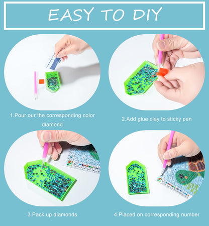 CHWGLFGG 6 Pack 5D Diamond Painting Kits for Kids Beginners, Full Drill Cute Animals Diamond Art Kits, DIY Big Gem Art for Children Ages 6-7-8-9-12, Home Wall Decor 6x6 Inch
