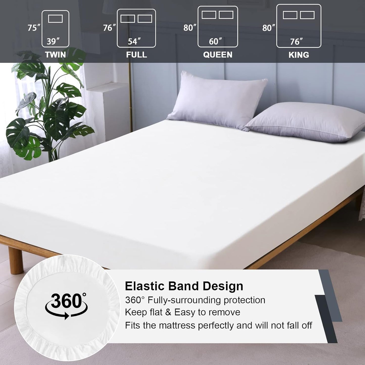 18'', 72'' 84'') California King Mattress Protector Waterproof, Fitted Sheet Style Breathable Mattress Cover with Deep