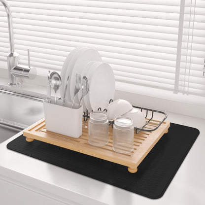 Stove Top Cover for Electric Stove- Range Covers for Electric Stove,Silicone XXL Dish Drying Mat, Glass Cooktop Covers, Flat RV Range top Mats (Black, 28"x20")
