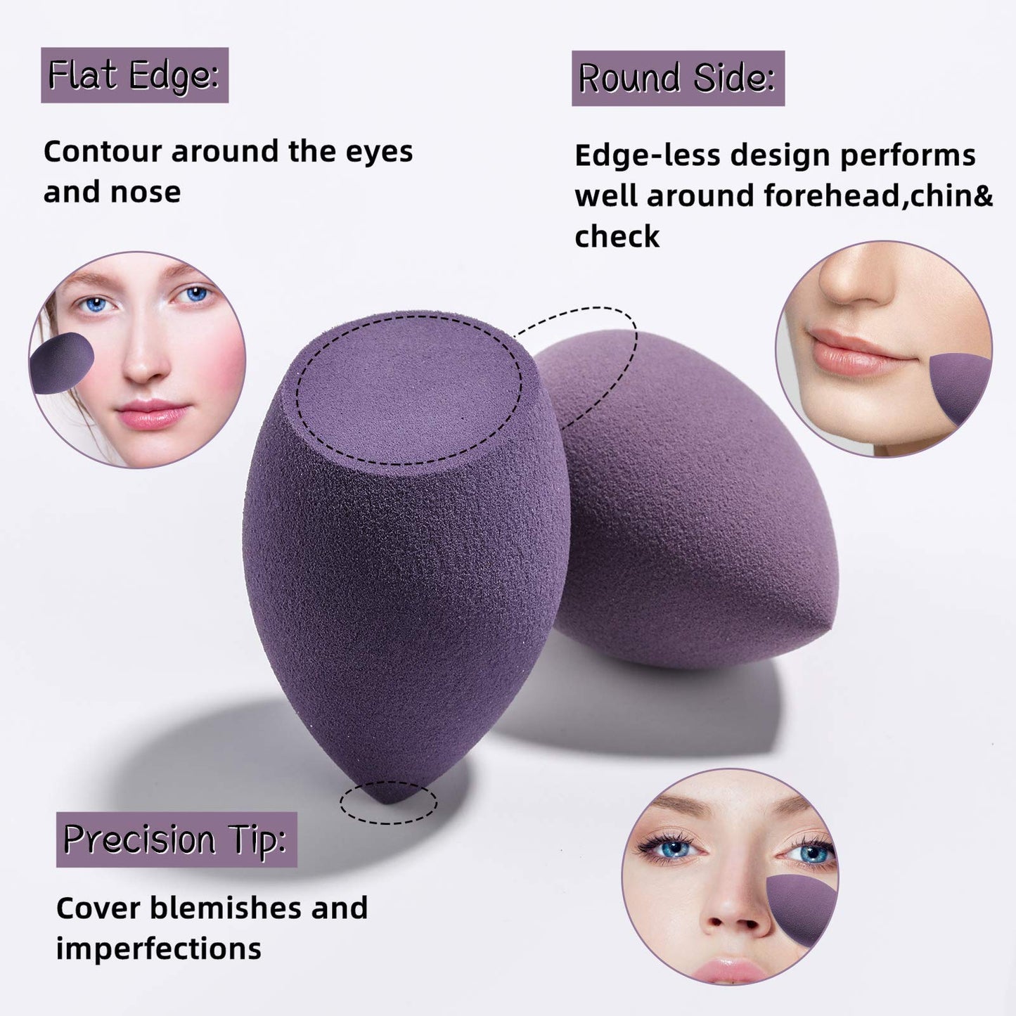 Makeup Sponge Set BS-MALL with Storage Case 7 Pcs for Liquid, Cream, and Powder,SAVE Foundation with 1 Mini Makeup Sponge For Travel Daily Use (A-Pink）