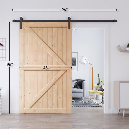 EaseLife 48in x 96in Sliding Barn Door with 8FT Barn Door Hardware Kit & Handle Included,DIY Assemblely,Easy Install,Apply to Interior Rooms & Storage Closet,K-Frame