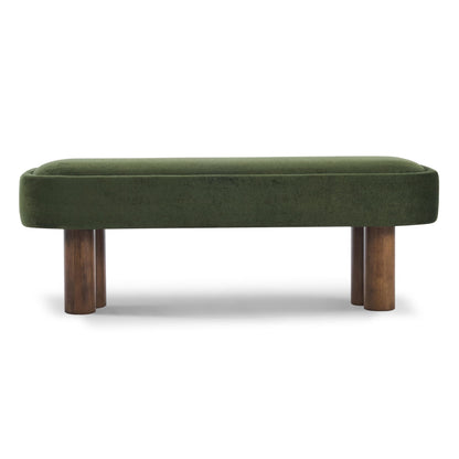 Christopher Knight Home Damas Fabric Upholstered Dining Bench, Wooden Entryway Bench, Long Sofa Footstool for Living Room, Bedroom End of Bed Bench, Olive Green+Walnut