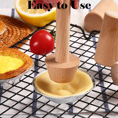 Dupiulk Wooden Tart Tamper Set, Double Side Pie Pastry Dough Tamper, Egg Tart Pan Mold DIY Cake Pastry Baking Tool for Mini Egg Tart, Cheesecakes, Pasta and Dessert Baking (3 Pieces)