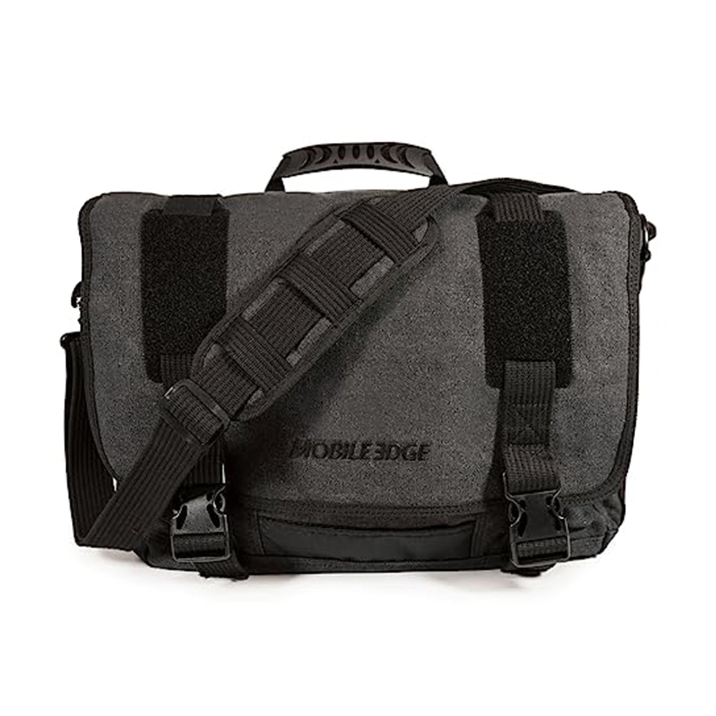 Mobile Edge ECO Laptop Messenger Bag for Men and Women, Fits Up To 17.3 Inch Laptops, Travel Work Computer Bag, Cotton Canvas, Padded Pockets, Black
