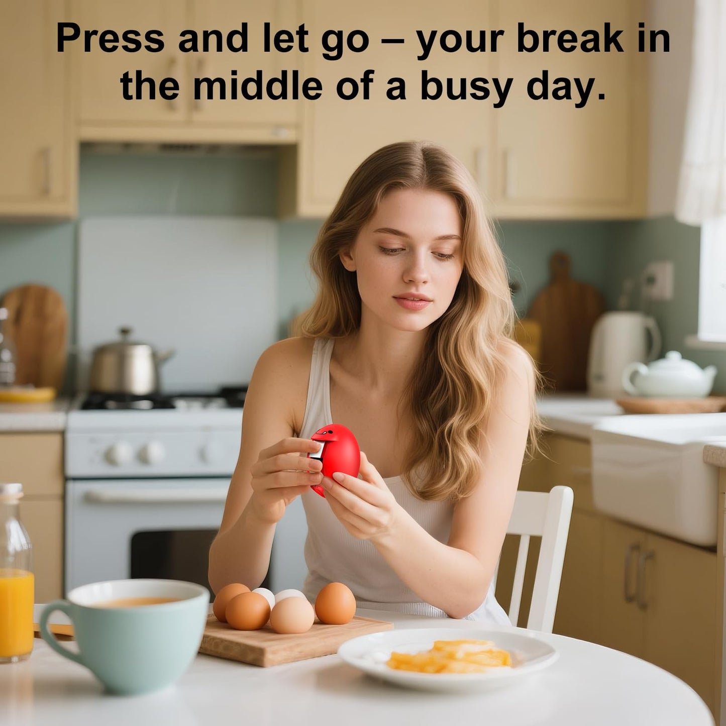 PowCube Egg Cracker, Silicone Egg Shell Opener, Cute Egg Shaped Design, Opens Eggs with Ease, A Little Happiness Boost for Your Kitchen. (Color: Red, 1-Pack)