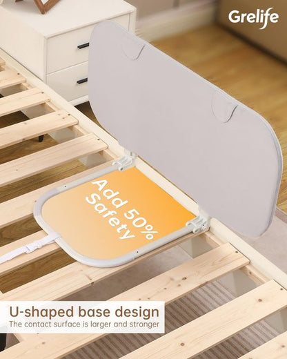 Grelife 33" Portable Travel Bed Rail for Toddlers (Compact), Fast Install, Adjustable Height, Tall Toddler Bed Rails for Crib, Single, Twin Bed, Foldable Baby Bed Rail Guard for Box, Flat Bed