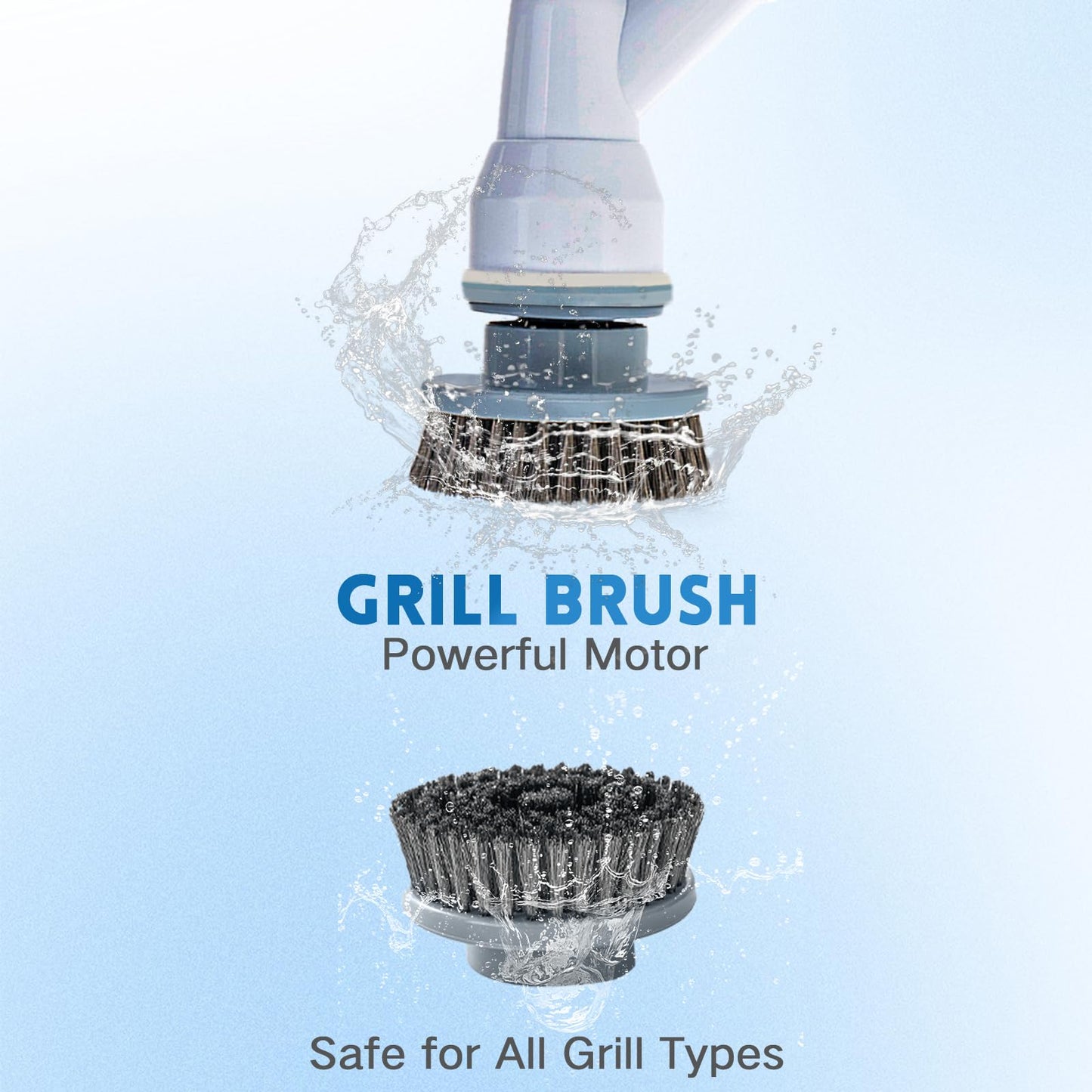 Electric Spin Scrubber,Wire Brush,Waterproof Spin Scrubber with Long Handle, Powerful Motor Cordless Cleaning Brush, Grill Cleaning Brush with Multiple Heads for Sink, Stove, Cabinets, and Kitchen