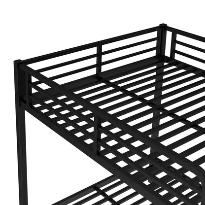 SIMPLEZC Upgraded Version Thicken Stronger Metal Heavy-Duty Full Over Full Bunk Bed with Twin Size Trundle, Bunk Bed for Adults with Ladders, Easy Assemble (Full/Full)