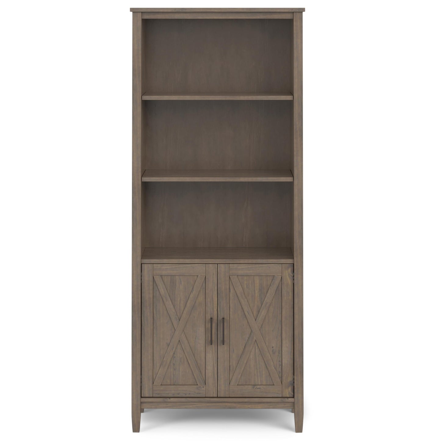 SIMPLIHOME Ela Bookcase - 72 inch Tall 5-Shelf Solid Wood Bookshelf in Smoky Brown, Transitional Storage for Living Room, Study Room or Office with Open Design and Sleek Panel Detailing