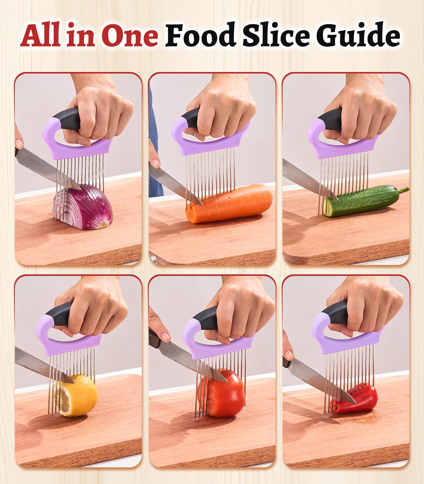 Large Onion Holder for Slicing, Stainless Steel Onion Slicer Holder with Protect Cover, Onion Cutter Vegetable Chopper for Slicing of Tomato Avocados, Cool Kitchen Gadgets