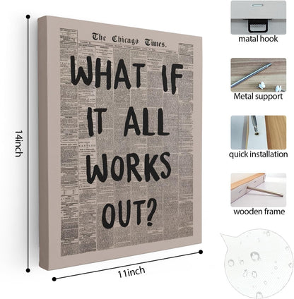 Skiennix Inspirational Wall Art - Motivational "What If It All Works Out" Print | 11x14 Inch Framed Decor for Home & Office