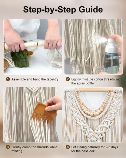 Gliterra Large Macrame Wall Hanging Handmade Boho Tapestry 43"x32" - Wall Art Decor for Living Room, Bedroom, Wedding (beige)