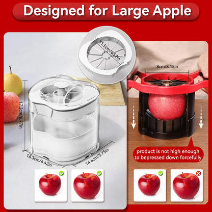 NEW Professional Apple Slicer and Corer 6.42in- Stainless Steel Apple Cutter with 12 Slices, Heavy Duty Design for Large Apples, Thin Slices, Compatible with Pears and Other Fruits（White）