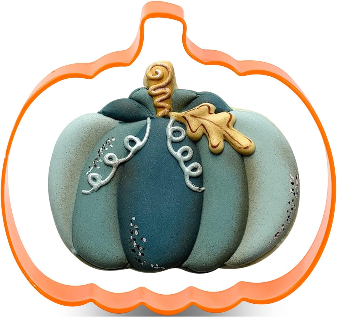 LILIAO 3.4" Pumpkin Cookie Cutter, Thanksgiving Orange Color Coated Stainless Steel