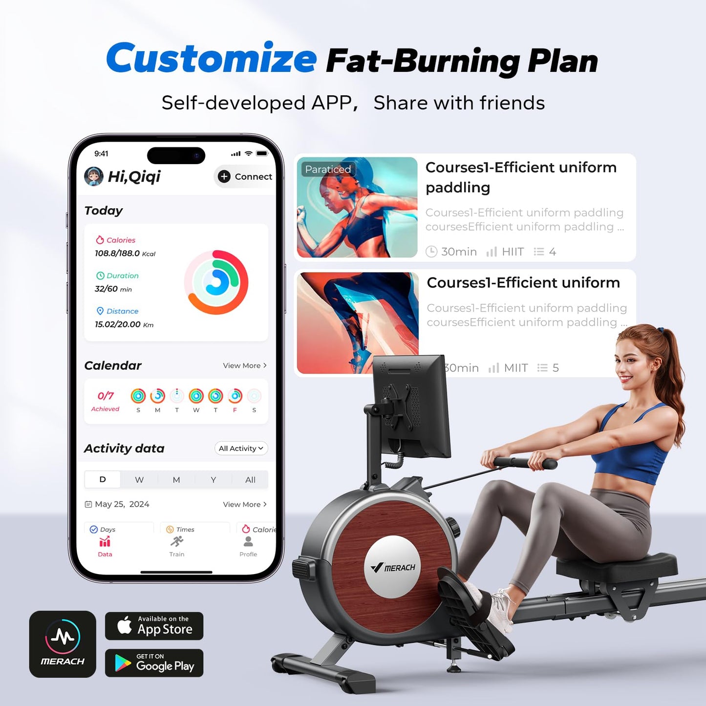 MERACH Rowing Machine with 15.6" HD Rotating Screen, Magnetic Rowing Machines for Home, 16 Levels Rower Machine of Quiet Resistance, Dual Slide Rail with Max 350lbs Weight Capacity, App Compatible