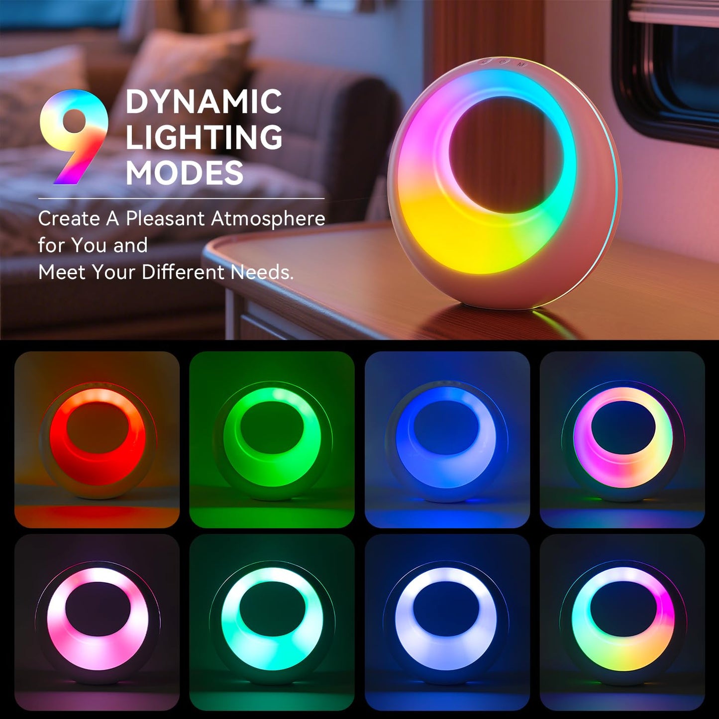 Auxmir LED Night Light Bedside Lamp Touch and Remote Control Dimmable Tabletop 13 RGB Colors Changing 5 Brightness Adjustable Rechargeable Portable Lamp for Baby Kids Nursery Bedroom Bathroom Camping