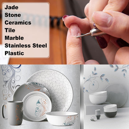HARFINGTON 16pcs 200-230 Grits Diamond Grinding Bit 2.6mm Oval Head 2.35mm Shank 2.6mm Length Stone Sanding Drill Bits Rotary Tool for Ceramic Glass Nails Grinding Polishing