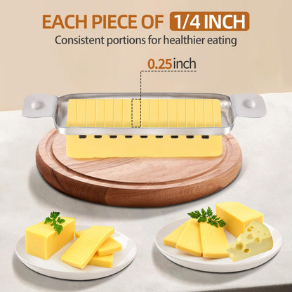 Stainless Steel Butter & Cheese Slicer – 18 Wire Cutter for Perfect 1/4" Slices, Ergonomic Handle, Dishwasher Safe for Butter, Cheese & Soft Foods