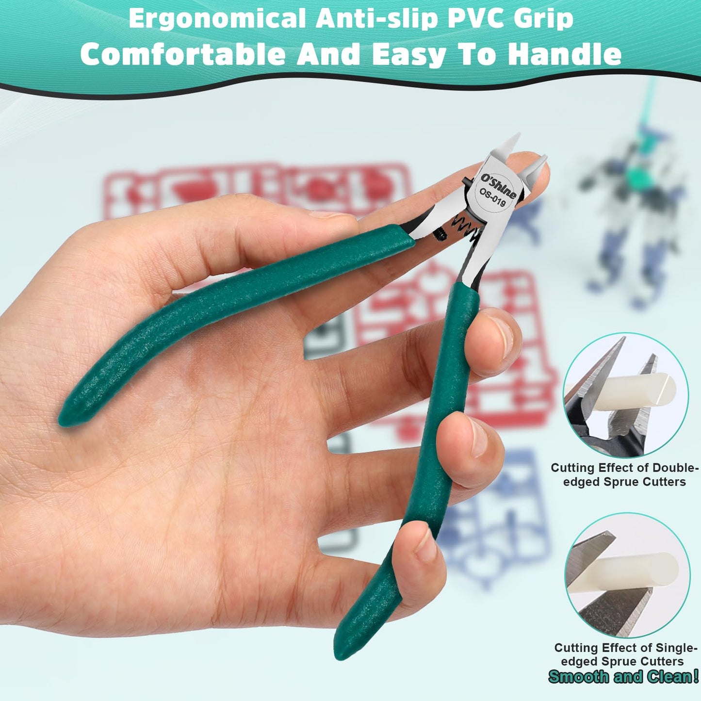 O'Shine Advanced Single-Edged Sprue Cutter, Single Blade Gundam Gunpla Model Nipper, Precision Plastic Kit Hobby Flush Clipper, Premium Plastic & Leather Sheaths Included