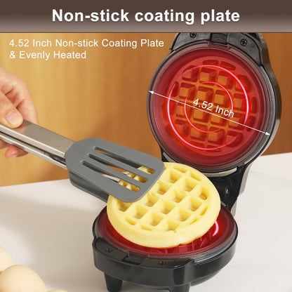 UVFAST Mini Waffles Maker with 6 Removable Plates, 3 in 1 Small Waffle Maker Mini- Waffle, Heart Waffle, Donut, 4.5" Non Stick Waffle Iron for Kids and Families, Black